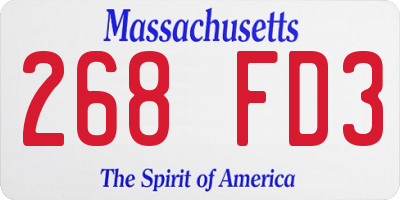 MA license plate 268FD3