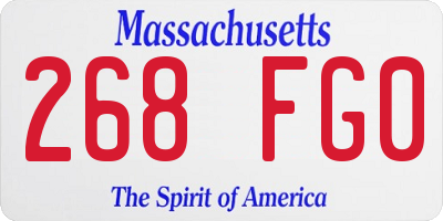 MA license plate 268FG0