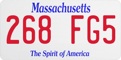 MA license plate 268FG5