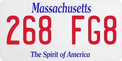 MA license plate 268FG8