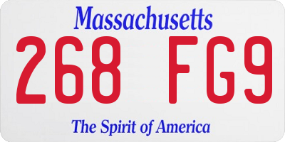 MA license plate 268FG9