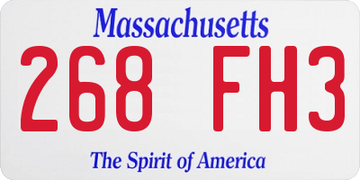 MA license plate 268FH3