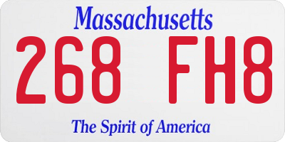 MA license plate 268FH8