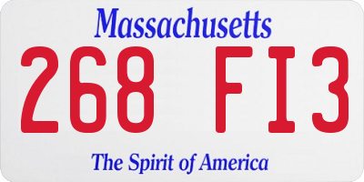 MA license plate 268FI3