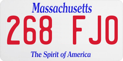 MA license plate 268FJ0