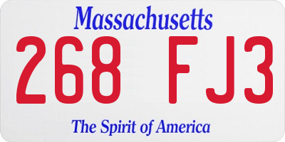 MA license plate 268FJ3