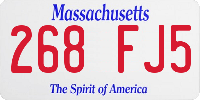 MA license plate 268FJ5
