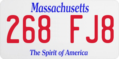 MA license plate 268FJ8