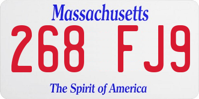 MA license plate 268FJ9