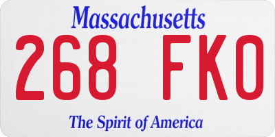MA license plate 268FK0