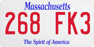 MA license plate 268FK3