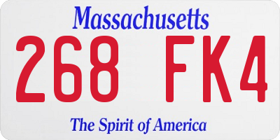 MA license plate 268FK4