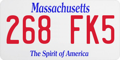 MA license plate 268FK5