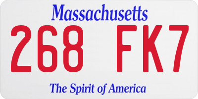 MA license plate 268FK7