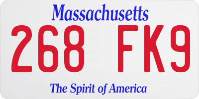MA license plate 268FK9