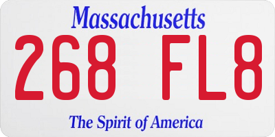 MA license plate 268FL8
