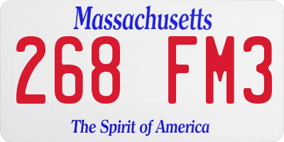 MA license plate 268FM3