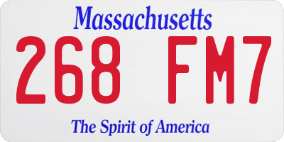 MA license plate 268FM7