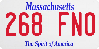 MA license plate 268FN0
