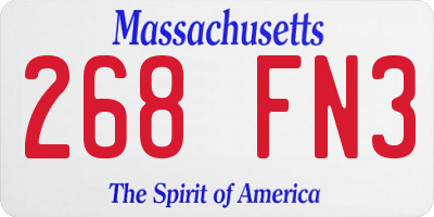 MA license plate 268FN3