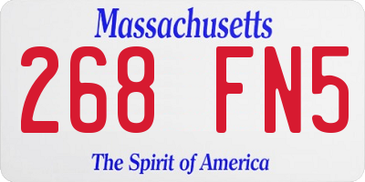 MA license plate 268FN5