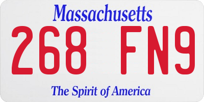 MA license plate 268FN9