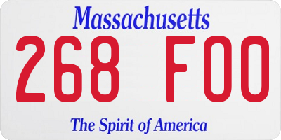 MA license plate 268FO0