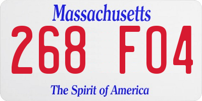 MA license plate 268FO4