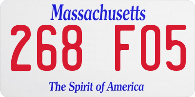 MA license plate 268FO5