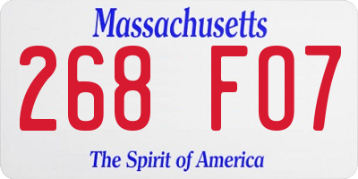 MA license plate 268FO7
