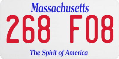 MA license plate 268FO8