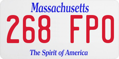 MA license plate 268FP0