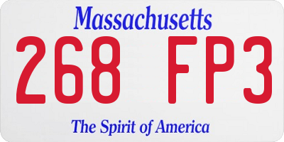 MA license plate 268FP3