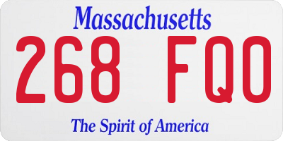 MA license plate 268FQ0