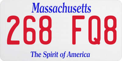 MA license plate 268FQ8
