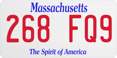 MA license plate 268FQ9