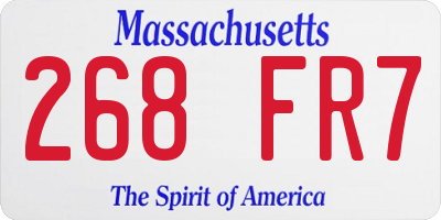 MA license plate 268FR7