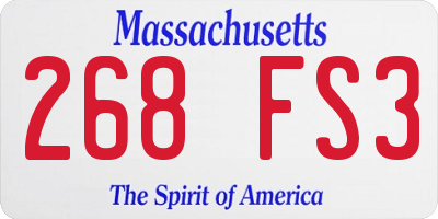 MA license plate 268FS3
