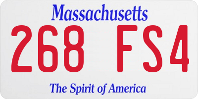 MA license plate 268FS4