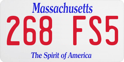 MA license plate 268FS5