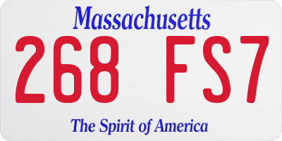 MA license plate 268FS7