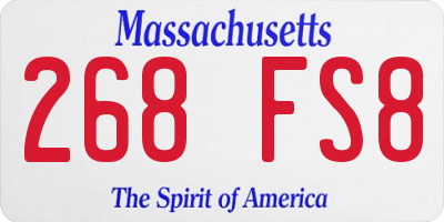 MA license plate 268FS8