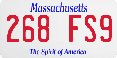 MA license plate 268FS9
