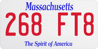 MA license plate 268FT8