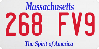 MA license plate 268FV9