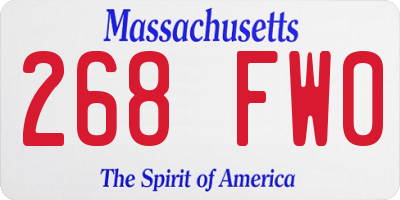 MA license plate 268FW0