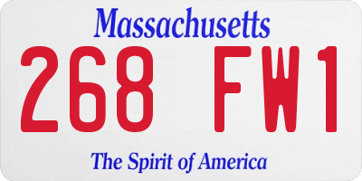 MA license plate 268FW1