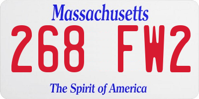 MA license plate 268FW2
