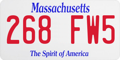 MA license plate 268FW5