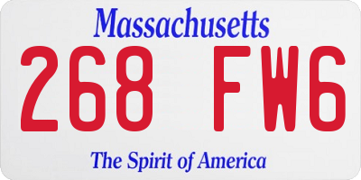 MA license plate 268FW6